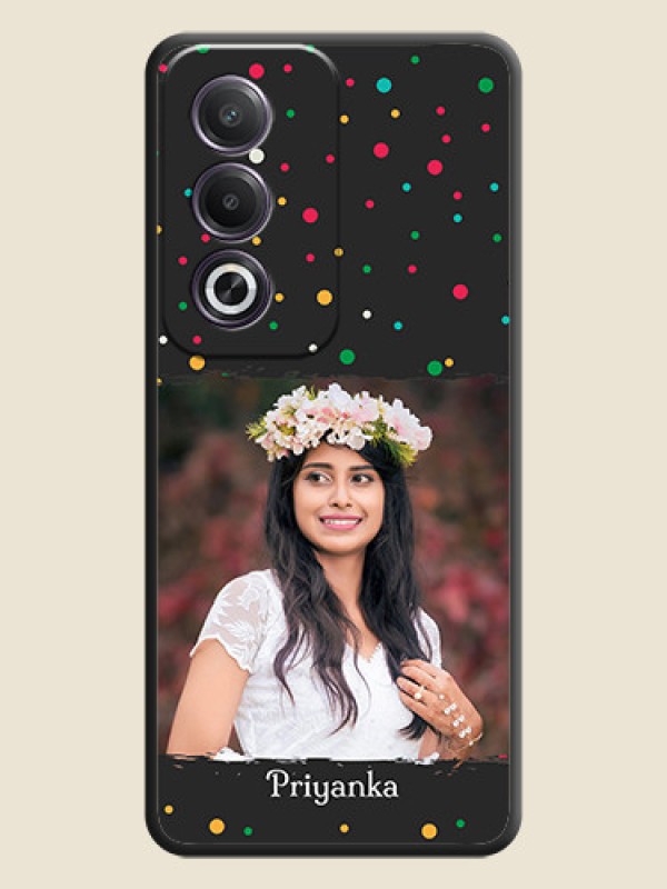 Custom Multicolor Dotted Pattern with Text On Space Black Custom Soft Matte Mobile Back Cover - Oppo K12x 5G