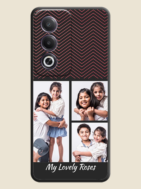 Custom Wave Pattern with 3 Image Holder On Space Black Custom Soft Matte Mobile Back Cover - Oppo K12x 5G