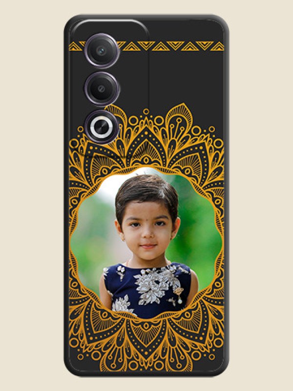 Custom Round Image with Floral Design On Space Black Custom Soft Matte Mobile Back Cover - Oppo K12x 5G