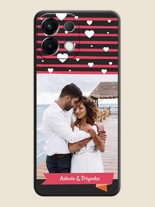 Custom White Color Love Symbols with Pink Lines Pattern On Space Black Custom Soft Matte Mobile Back Cover - Oppo K13 5G