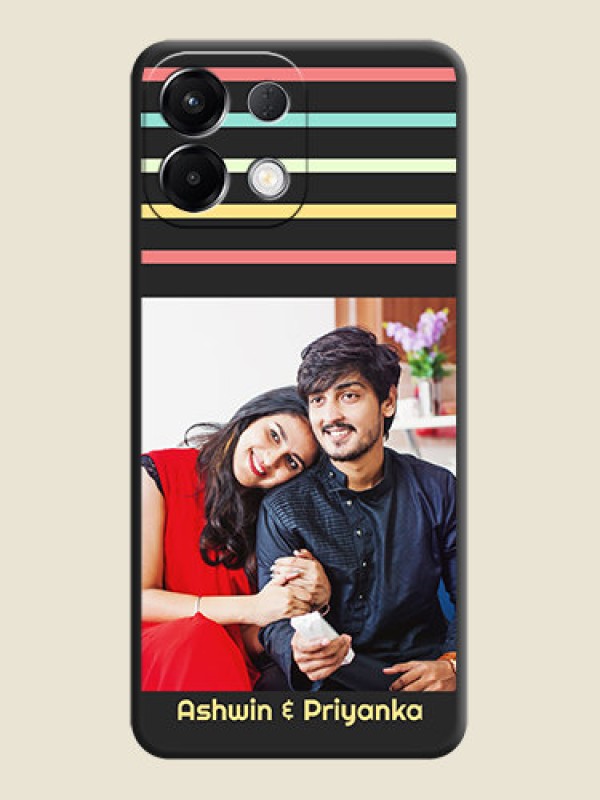 Custom Color Stripes with Photo and Text on Photo On Space Black Custom Soft Matte Mobile Back Cover - Oppo K13 5G