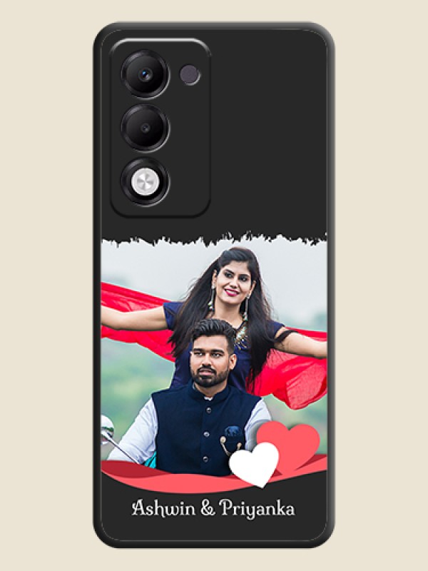 Custom Pin Color Love Shaped Ribbon Design with Text On Space Black Custom Soft Matte Mobile Back Cover - Oppo k13x 5G