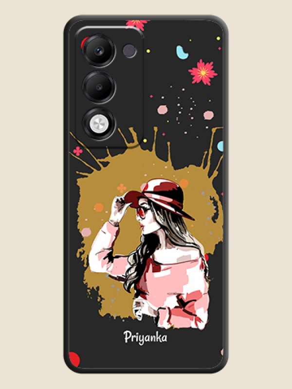 Custom Mordern Lady With Color Splash Background With Custom Text On Space Black Custom Soft Matte Mobile Back Cover - Oppo k13x 5G