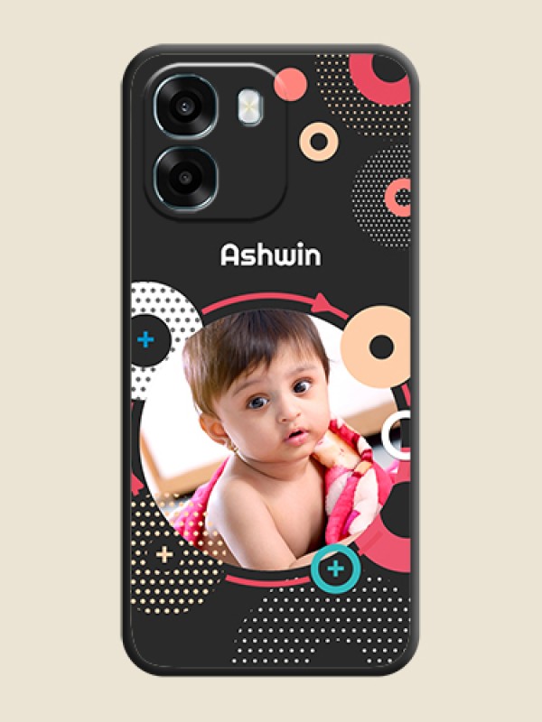 Custom Multicoloured Round Image On Space Black Custom Soft Matte Mobile Back Cover - Oppo K14 5G