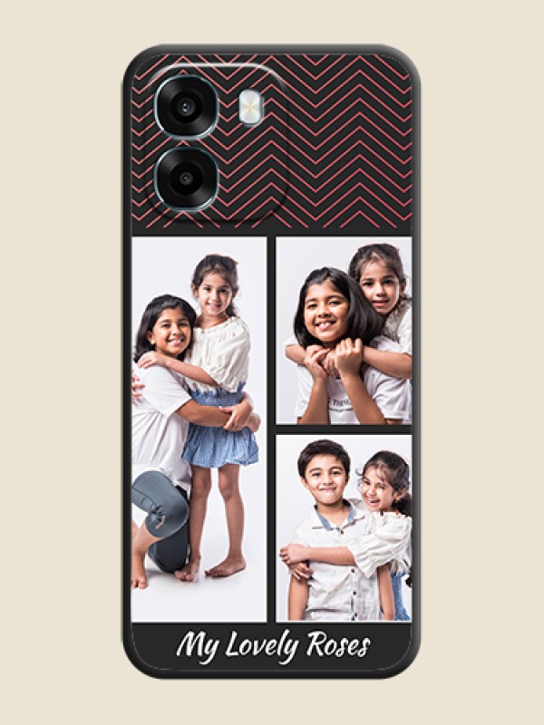 Custom Wave Pattern with 3 Image Holder On Space Black Custom Soft Matte Mobile Back Cover - Oppo K14 5G