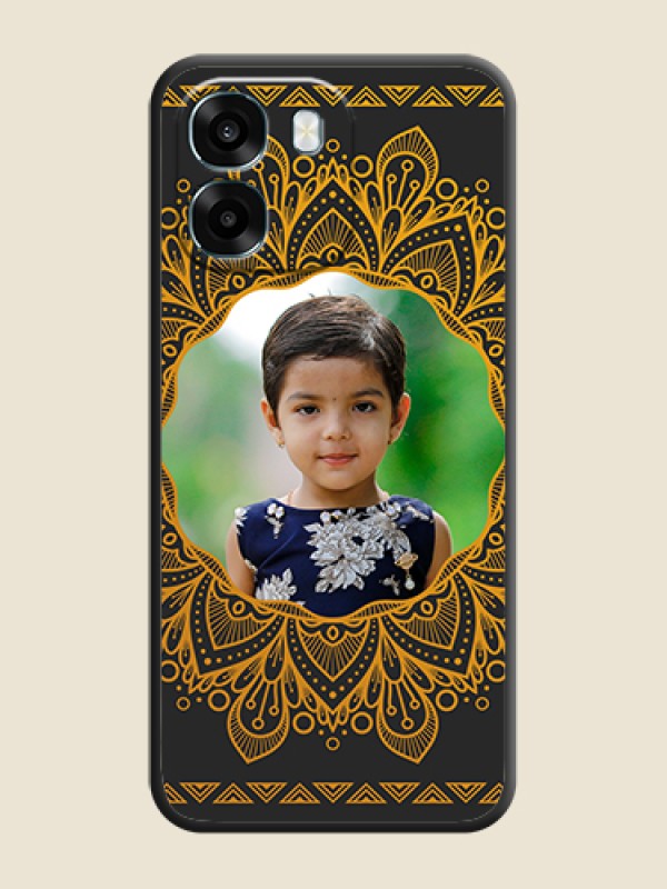Custom Round Image with Floral Design On Space Black Custom Soft Matte Mobile Back Cover - Oppo K14 5G