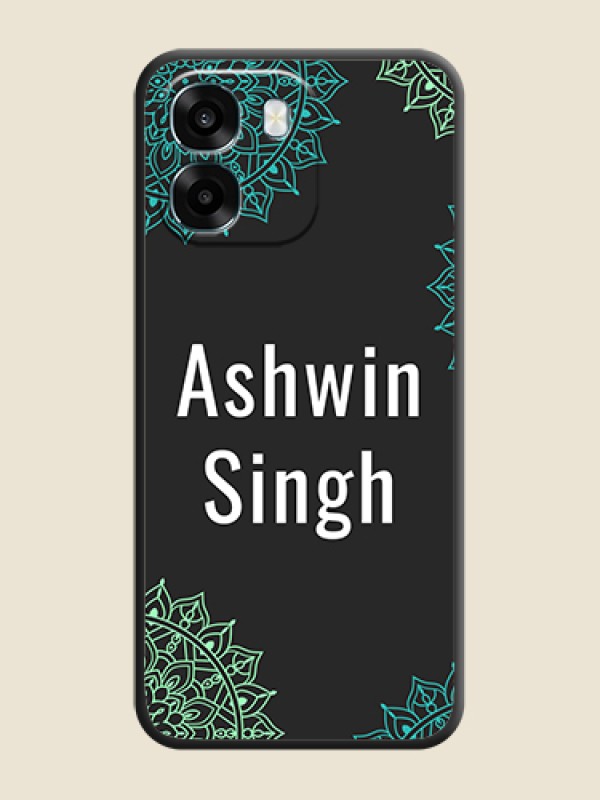 Custom Your Name with Floral Design On Space Black Custom Soft Matte Mobile Back Cover - Oppo K14 5G