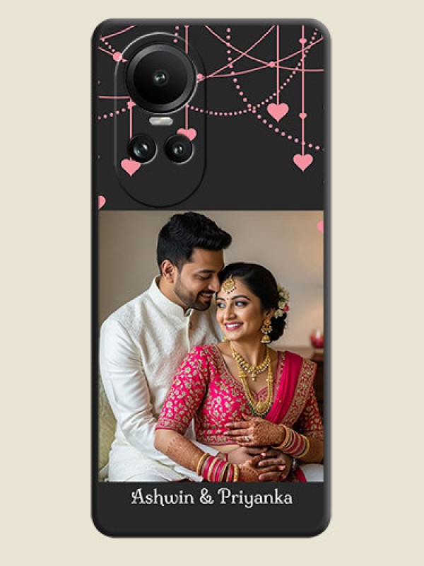 Custom Pink Love Hangings with Text on Space Black Custom Soft Matte Back Cover - Reno 10 Pro 5G