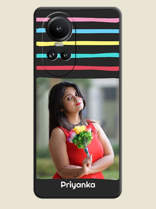 Custom Multicolor Lines with Image on Space Black Personalized Soft Matte Phone Covers - Reno 10 Pro 5G