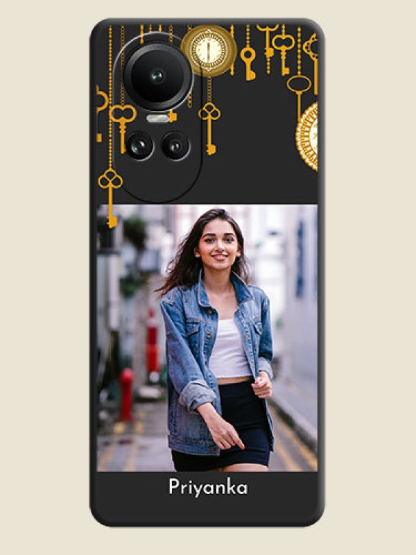 Custom Decorative Design with Text on Space Black Custom Soft Matte Back Cover - Reno 10 Pro 5G