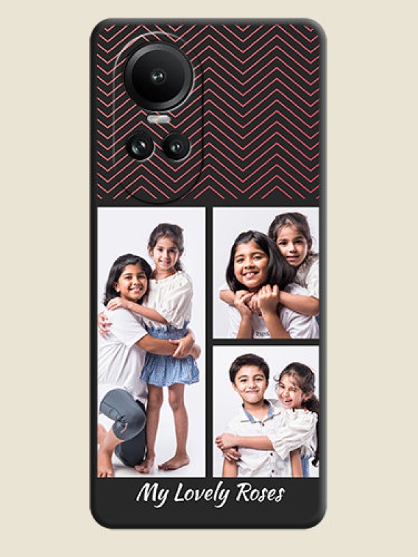 Custom Wave Pattern with 3 Image Holder on Space Black Custom Soft Matte Back Cover - Reno 10 Pro 5G