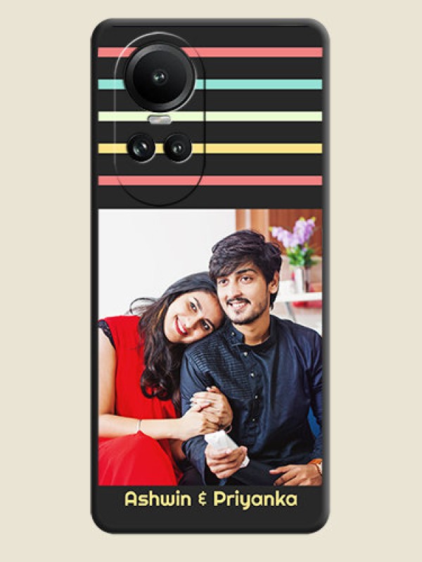 Custom Color Stripes with Photo and Text - Photo on Space Black Soft Matte Mobile Case - Reno 10 Pro 5G