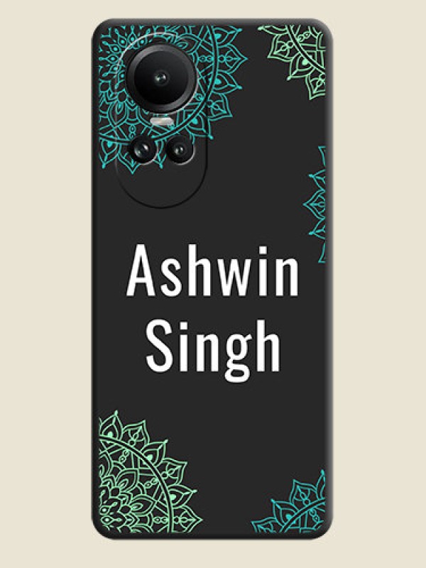 Custom Your Name with Floral Design on Space Black Custom Soft Matte Back Cover - Reno 10 Pro 5G