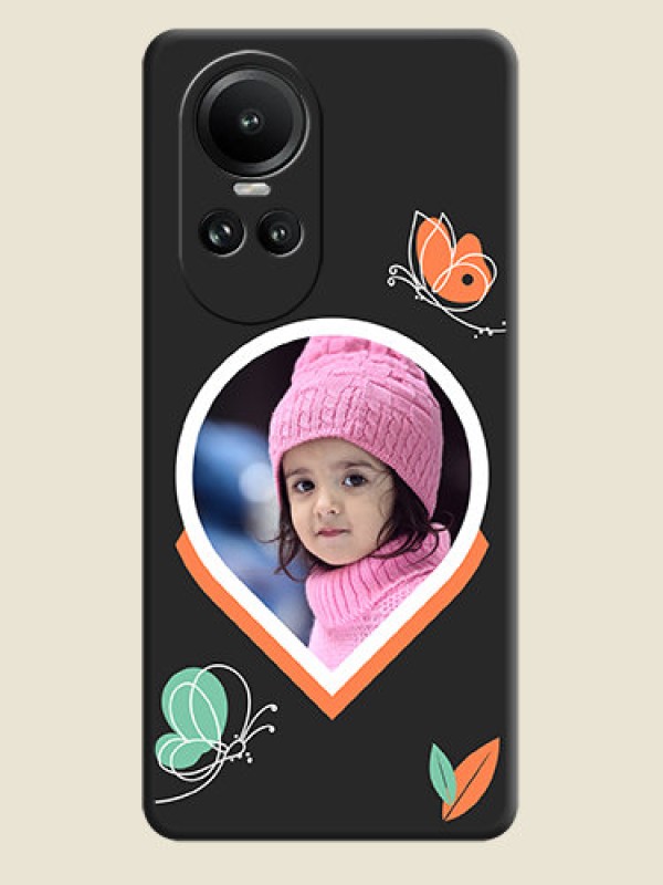 Custom Upload Pic With Simple Butterly Design On Space Black Personalized Soft Matte Phone Covers - Reno 10 Pro 5G