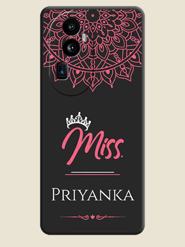 Custom Mrs Name with Floral Design on Space Black Personalized Soft Matte Phone Covers - Reno 10 Pro Plus 5G