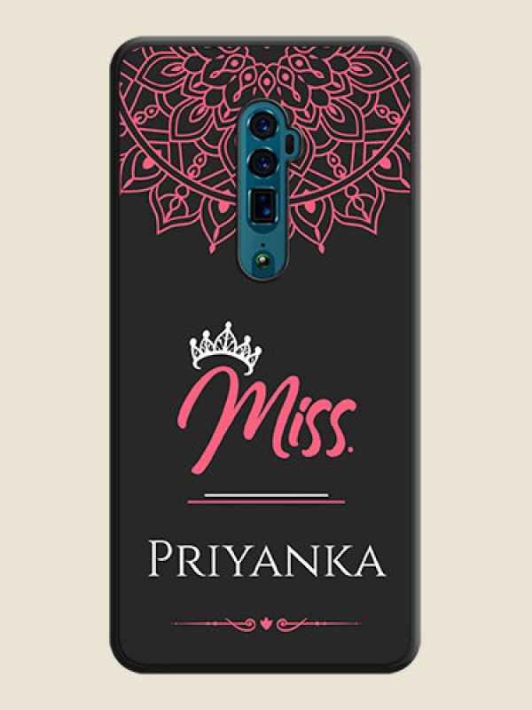 Custom Mrs Name with Floral Design on Space Black Personalized Soft Matte Phone Covers - Oppo Reno 10X Zoom