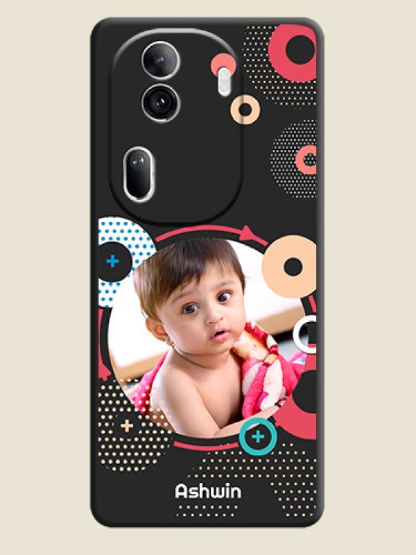 Custom Multicoloured Round Image on Personalised Space Black Soft Matte Cases - Reno 11 Pro 5G
