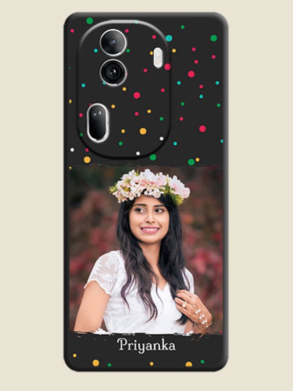 Custom Multicolor Dotted Pattern with Text on Space Black Custom Soft Matte Phone Back Cover - Reno 11 Pro 5G