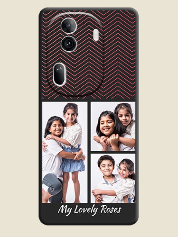 Custom Wave Pattern with 3 Image Holder on Space Black Custom Soft Matte Back Cover - Reno 11 Pro 5G