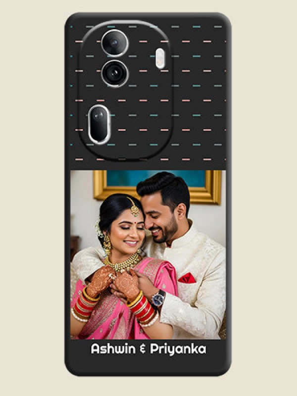 Custom Line Pattern Design with Text on Space Black Custom Soft Matte Phone Back Cover - Reno 11 Pro 5G