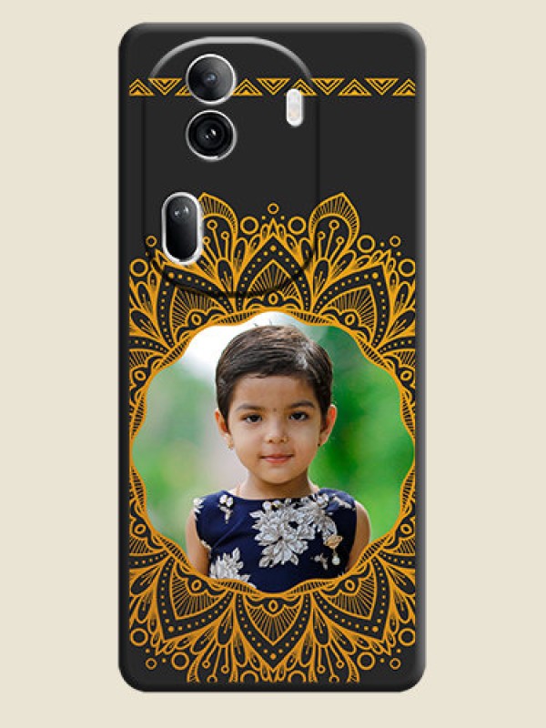 Custom Round Image with Floral Design - Photo on Space Black Soft Matte Mobile Cover - Reno 11 Pro 5G