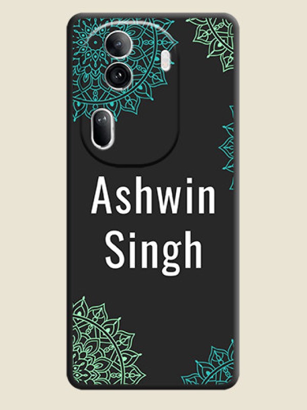 Custom Your Name with Floral Design on Space Black Custom Soft Matte Back Cover - Reno 11 Pro 5G