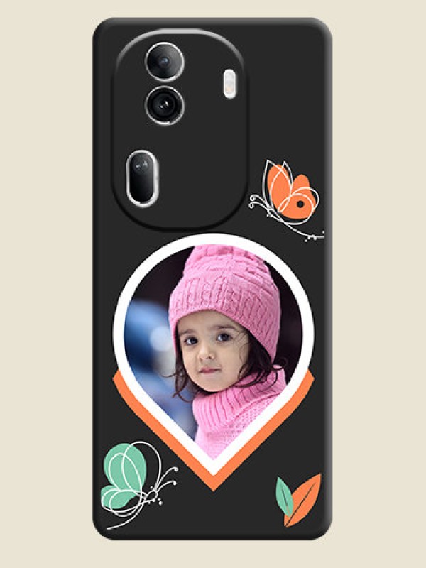 Custom Upload Pic With Simple Butterly Design On Space Black Personalized Soft Matte Phone Covers - Reno 11 Pro 5G