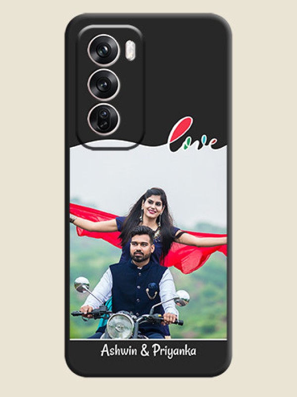 Custom Fall in Love Pattern with Picture on Photo On Space Black Custom Soft Matte Mobile Back Cover - Oppo Reno 12 Pro 5G