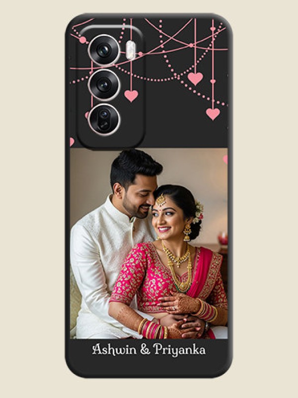 Custom Pink Love Hangings with Text On Space Black Custom Soft Matte Mobile Back Cover - Oppo Reno 12 Pro 5G