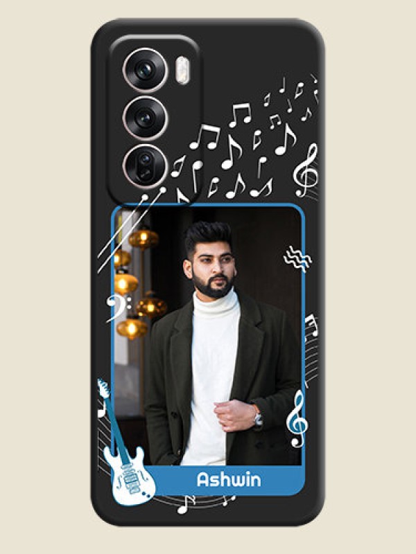 Custom Musical Theme Design with Text on Photo On Space Black Custom Soft Matte Mobile Back Cover - Oppo Reno 12 Pro 5G