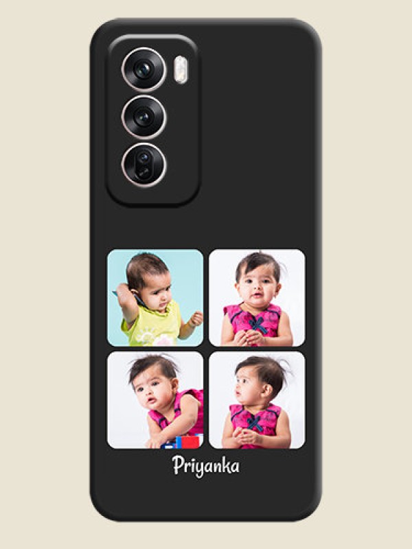 Custom Floral Art with 6 Image Holder on Photo On Space Black Custom Soft Matte Mobile Back Cover - Oppo Reno 12 Pro 5G