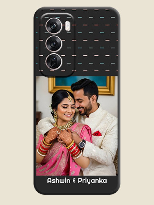 Custom Line Pattern Design with Text On Space Black Custom Soft Matte Mobile Back Cover - Oppo Reno 12 Pro 5G