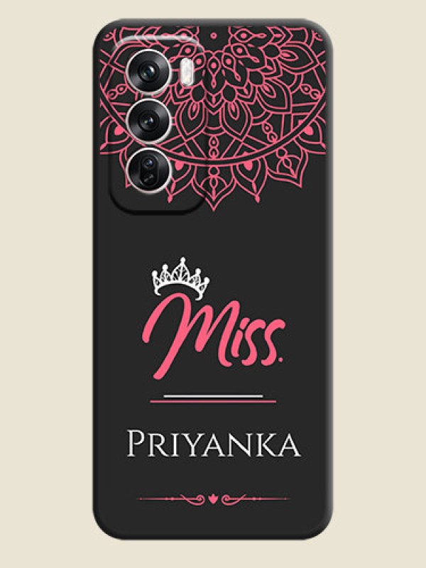 Custom Mrs Name with Floral Design On Space Black Custom Soft Matte Mobile Back Cover - Oppo Reno 12 Pro 5G
