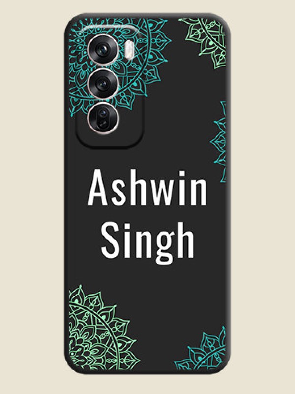Custom Your Name with Floral Design On Space Black Custom Soft Matte Mobile Back Cover - Oppo Reno 12 Pro 5G
