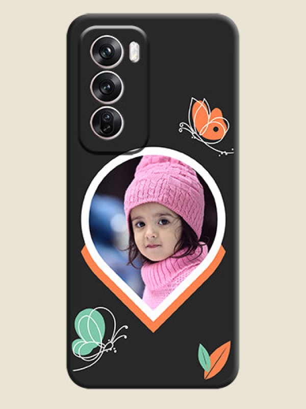 Custom Upload Pic With Simple Butterly Design On Space Black Custom Soft Matte Mobile Back Cover - Oppo Reno 12 Pro 5G