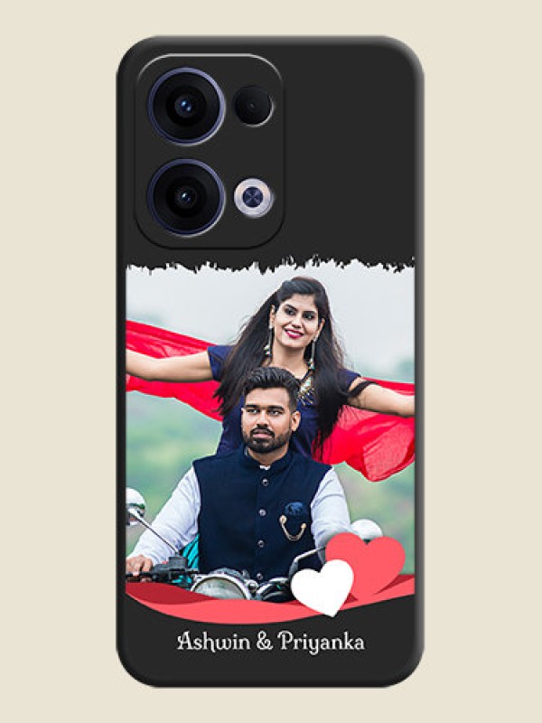 Custom Pin Color Love Shaped Ribbon Design with Text On Space Black Custom Soft Matte Mobile Back Cover - Oppo Reno 13 5G
