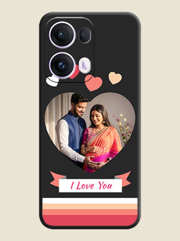 Custom Love Shaped Photo with Colorful Stripes On Space Black Custom Soft Matte Mobile Back Cover - Oppo Reno 13 Pro 5G