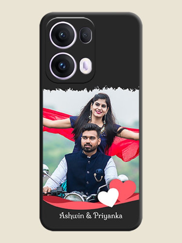 Custom Pin Color Love Shaped Ribbon Design with Text On Space Black Custom Soft Matte Mobile Back Cover - Oppo Reno 13 Pro 5G