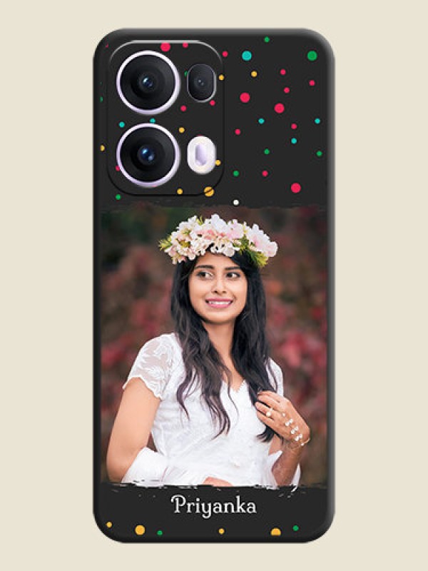 Custom Multicolor Dotted Pattern with Text On Space Black Custom Soft Matte Mobile Back Cover - Oppo Reno 13 Pro 5G