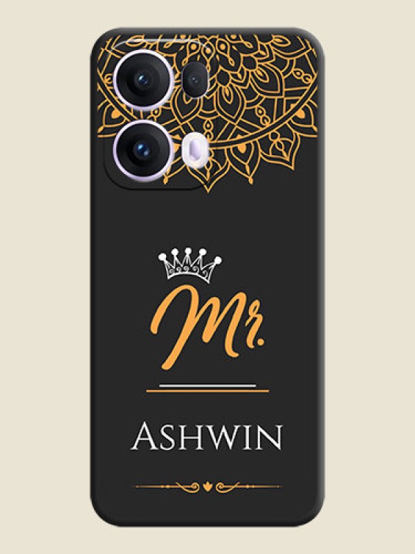 Custom Mr Name with Floral Design On Space Black Custom Soft Matte Mobile Back Cover - Oppo Reno 13 Pro 5G