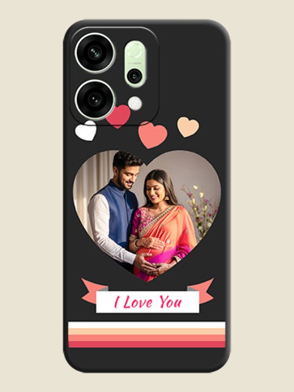 Custom Love Shaped Photo with Colorful Stripes On Space Black Custom Soft Matte Mobile Back Cover - Oppo Reno 14 5G