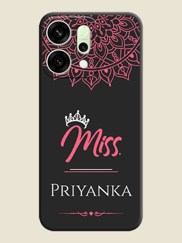 Custom Mrs Name with Floral Design On Space Black Custom Soft Matte Mobile Back Cover - Oppo Reno 14 5G