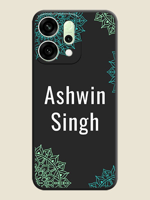 Custom Your Name with Floral Design On Space Black Custom Soft Matte Mobile Back Cover - Oppo Reno 14 5G