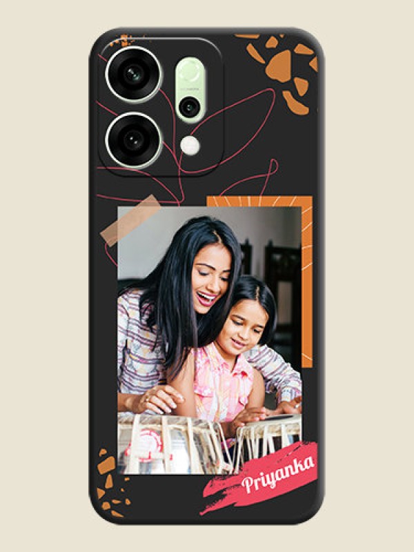 Custom Orange Photo Frame On Space Black Custom Soft Matte Mobile Back Cover - Oppo Reno 14 5G