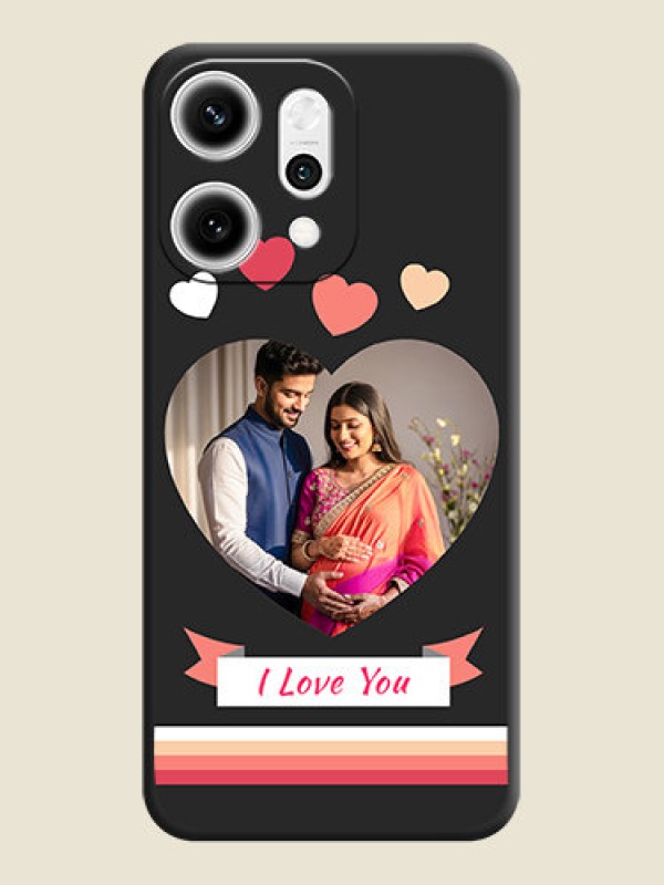 Custom Love Shaped Photo with Colorful Stripes On Space Black Custom Soft Matte Mobile Back Cover - Oppo Reno 14 Pro 5G