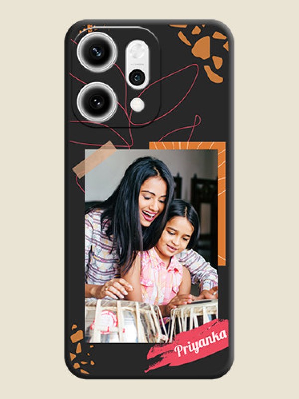 Custom Orange Photo Frame On Space Black Custom Soft Matte Mobile Back Cover - Oppo Reno 14 Pro 5G