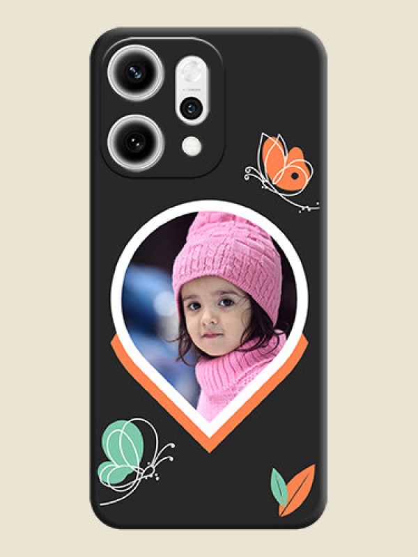 Custom Upload Pic With Simple Butterly Design On Space Black Custom Soft Matte Mobile Back Cover - Oppo Reno 14 Pro 5G