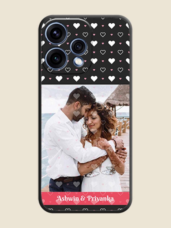 Custom White Color Love Symbols with Text Design on Photo On Space Black Custom Soft Matte Mobile Back Cover - Oppo Reno 15 5G
