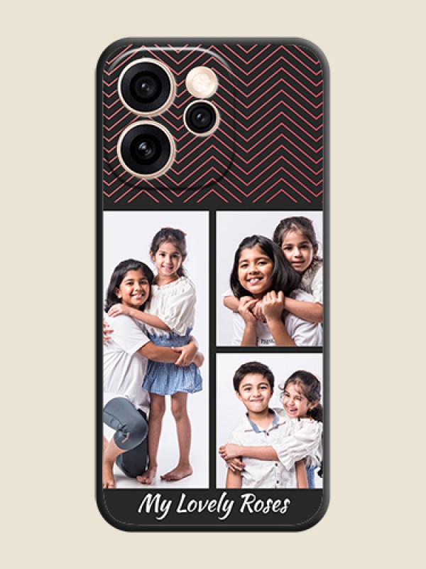 Custom Wave Pattern with 3 Image Holder On Space Black Custom Soft Matte Mobile Back Cover - Oppo Reno 15 Pro 5G