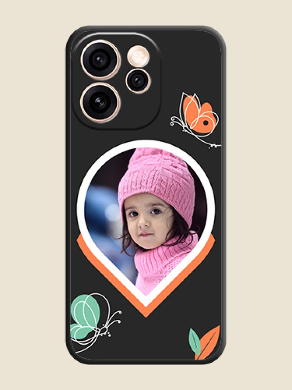 Custom Upload Pic With Simple Butterly Design On Space Black Custom Soft Matte Mobile Back Cover - Oppo Reno 15 Pro 5G